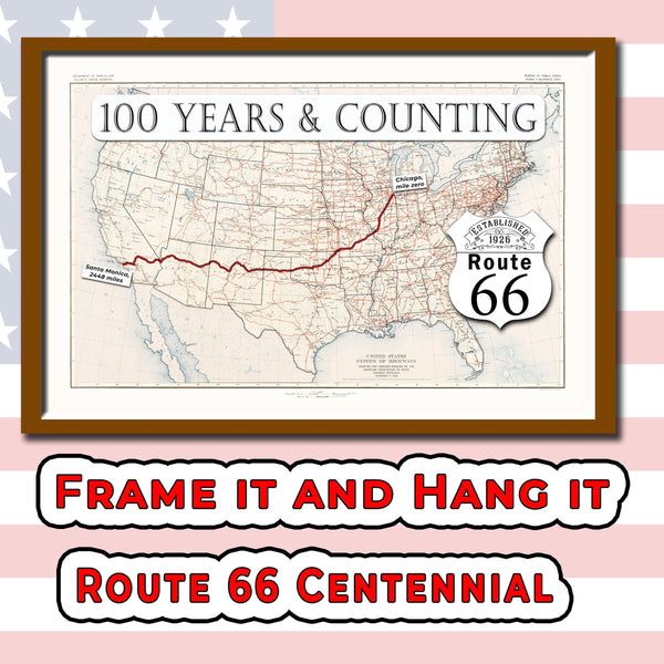 Route 66 map 100 years and counting (instant download)