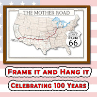 Route 66 map on Lower 48, 100 years and counting (instant download)