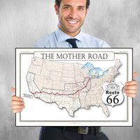 Route 66 map on Lower 48, 100 years and counting (instant download)