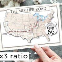 Route 66 map on Lower 48, 100 years and counting (instant download)
