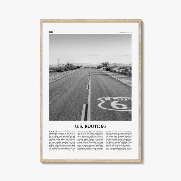 Route 66 Poster Print Black and White, United States Wall Art, Historic Highway Photo