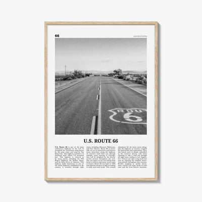 Route 66 Poster Print Black and White, United States Wall Art, Historic Highway Photo