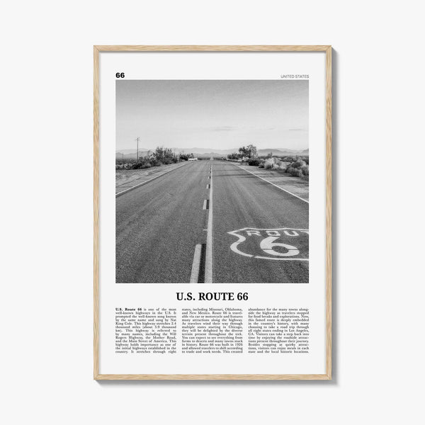 Route 66 Poster Print Black and White, United States Wall Art, Historic Highway Photo