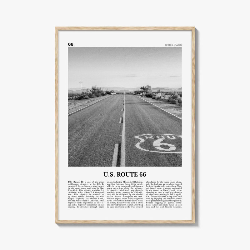 Route 66 Poster Print Black and White, United States Wall Art, Historic Highway Photo