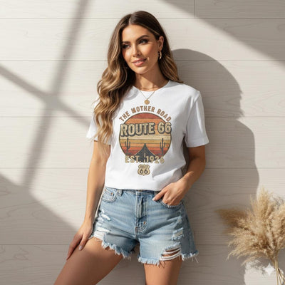 Vintage Route 66 T-Shirt - Desert Sunset Graphic Tee, The Mother Road Est 1926, Retro Americana Road Trip Shirt, Gift for Travelers