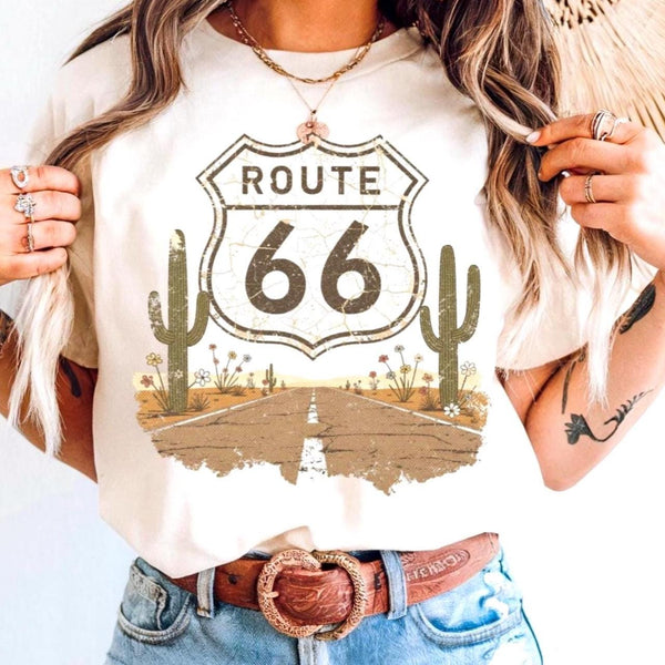Route 66 Floral Shield 100 Years Anniversary T-Shirt | 1926-2026 Mother Road Vintage Tee