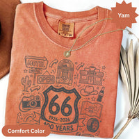 Route 66 100 Years T-Shirts Sweatshirt Vintage Americana Road Trip Doodle Design