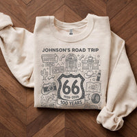 Personalized name Route 66 T-Shirts Sweatshirt: Vintage American Road Trip, Centennial Anniversary Design