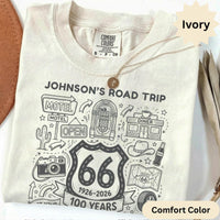 Personalized name Route 66 T-Shirts Sweatshirt: Vintage American Road Trip, Centennial Anniversary Design