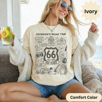 Personalized name Route 66 T-Shirts Sweatshirt: Vintage American Road Trip, Centennial Anniversary Design