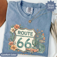 Route 66 100 Years 1926-2026 T-Shirts Sweatshirt, Vintage Car Road Trip Design, Desert Flowers Cactus, Historic US Highway, Retro Travel