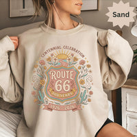 Route 66 comfort color T-Shirts Sweatshirt Centennial Celebration 1926-2026 Vintage Desert Floral Design