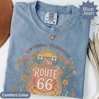 Route 66 comfort color T-Shirts Sweatshirt Centennial Celebration 1926-2026 Vintage Desert Floral Design