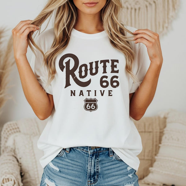Route 66 Native Retro Shirt, Vintage Travel Graphic Tee, 66 Highway Aesthetic Top, Road Trip Outfit, Americana Style Shirt
