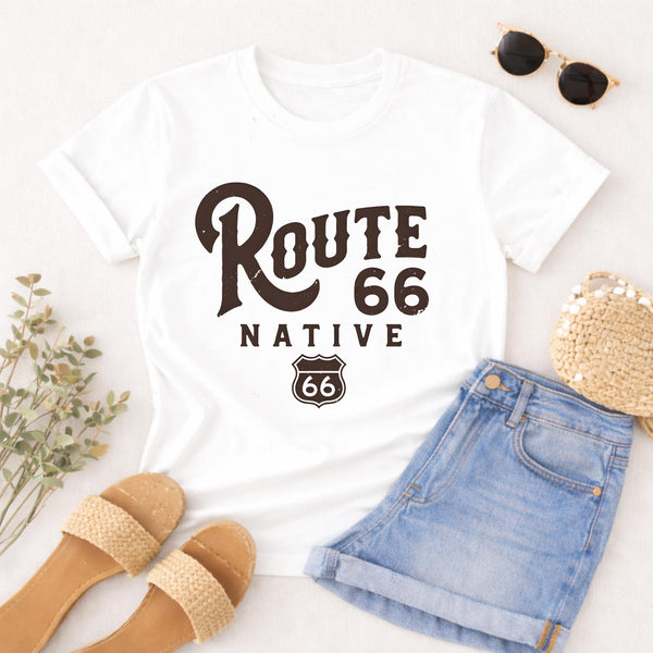 Route 66 Native Retro Shirt, Vintage Travel Graphic Tee, 66 Highway Aesthetic Top, Road Trip Outfit, Americana Style Shirt