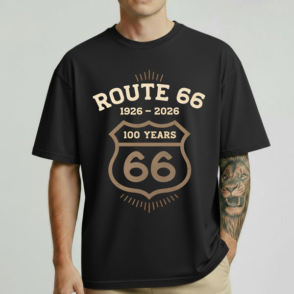 Route 66 100 Years Shirt 1926 2026 Centennial Route 66 T-Shirt Americana Road Trip Tee Classic Travel Graphic Anniversary T Shirt