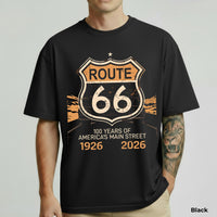 Route 66 100 Years 1926-2026 T-shirt Vintage Highway Shield Graphic Travel Tee Anniversary Shirts