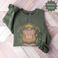 Custom text Route 66 T-Shirts Sweatshirt: Custom Road Trip, Vintage 100 Year Anniversary, Personalized Desert Design
