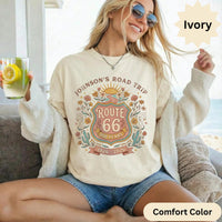 Custom text Route 66 T-Shirts Sweatshirt: Custom Road Trip, Vintage 100 Year Anniversary, Personalized Desert Design