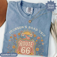 Custom text Route 66 T-Shirts Sweatshirt: Custom Road Trip, Vintage 100 Year Anniversary, Personalized Desert Design