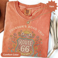 Custom text Route 66 T-Shirts Sweatshirt: Custom Road Trip, Vintage 100 Year Anniversary, Personalized Desert Design