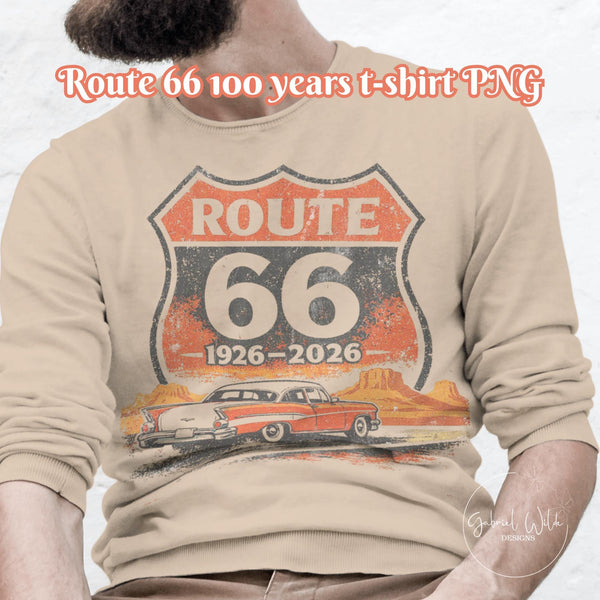 Route 66 Centennial T-shirt PNG, Vintage Americana Road Trip digital download, Men's Graphic, Classic Car, Arizona PNG, Family Vacation
