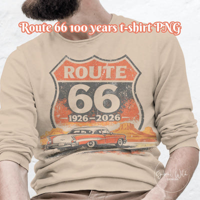 Route 66 Centennial T-shirt PNG, Vintage Americana Road Trip digital download, Men's Graphic, Classic Car, Arizona PNG, Family Vacation