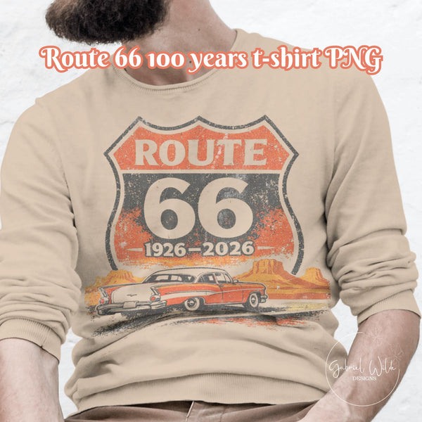 Route 66 Centennial T-shirt PNG, Vintage Americana Road Trip digital download, Men's Graphic, Classic Car, Arizona PNG, Family Vacation