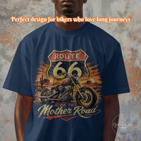 Route 66 Retro Biker T-shirt PNG, Vintage Centennial Americana Road Trip digital download, Men's Graphic, Classic Biker, Adventure Image
