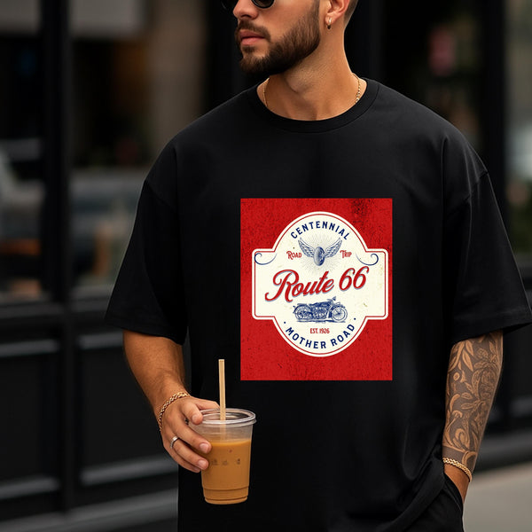 Route 66 100th Centennial T-Shirt | Vintage Red Blue Cream