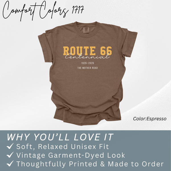 100 Years Anniversary Route 66 Centennial Shirt 1926-2026, Vintage Americana Road Trip Tee, Historic Highway Graphic Tee