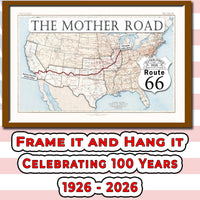 1926 Route 66 map with States highlighted printable poster (instant download)