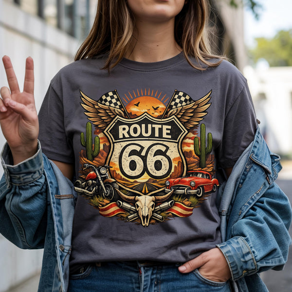 Route 66 Desert Highway Retro Travel Badge PNG | T-Shirt Design (Digital Download)