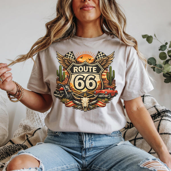 Route 66 Desert Highway Retro Travel Badge PNG | T-Shirt Design (Digital Download)