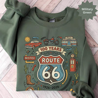 Route 66 Centennial T-Shirt: Vintage Americana Road Trip, Classic Car Motorcycle