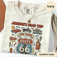 Custom Name Route 66 T-Shirts: Retro Road Trip Centenary, Classic Car Motorcycle Diner