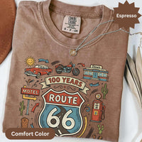 Route 66 Centennial T-Shirt: Vintage Americana Road Trip, Classic Car Motorcycle