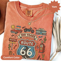Route 66 Centennial T-Shirt: Vintage Americana Road Trip, Classic Car Motorcycle
