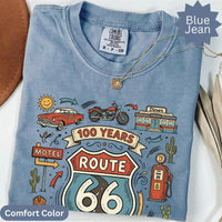 Route 66 Centennial T-Shirt: Vintage Americana Road Trip, Classic Car Motorcycle