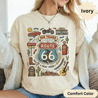 Route 66 Centennial T-Shirt: Vintage Americana Road Trip, Classic Car Motorcycle