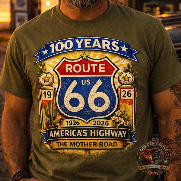 Route 66 100 Years Shirt | Route 66 Centennial Tee | Americas Highway Shirt | Vintage Route 66 Shirt | Mother Road Tee