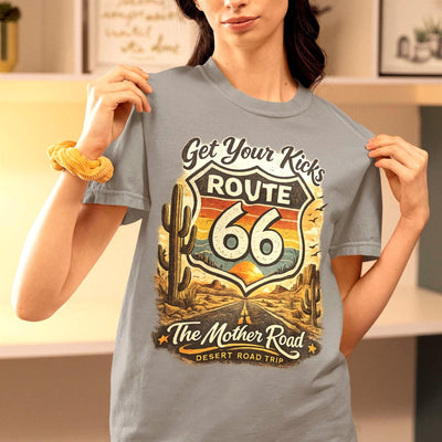 Vintage Route 66 Desert Road Trip T-Shirt, Americana Mother Road Tee, 100 Years Retro Travel Souvenir Shirt