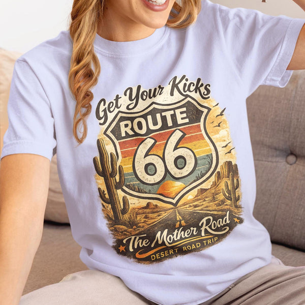 Vintage Route 66 Desert Road Trip T-Shirt, Americana Mother Road Tee, 100 Years Retro Travel Souvenir Shirt