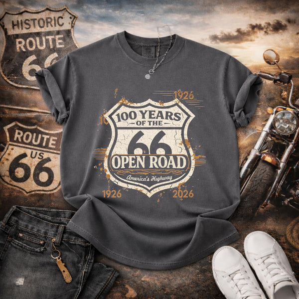 Route 66 Shield 100 Years T-shirt Vintage Highway Anniversary Tee Road Trip Shirts