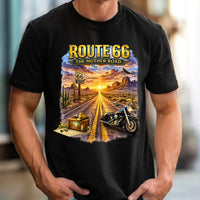 Route 66 Graphic Tee, Vintage Motorcycle Desert Road Trip Shirt