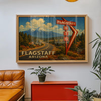 Flagstaff Arizona Route 66 Mountain Travel Poster Wall Art
