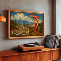 Flagstaff Arizona Route 66 Mountain Travel Poster Wall Art