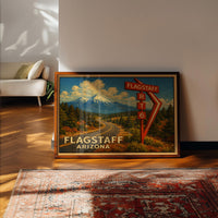Flagstaff Arizona Route 66 Mountain Travel Poster Wall Art