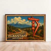 Flagstaff Arizona Route 66 Mountain Travel Poster Wall Art