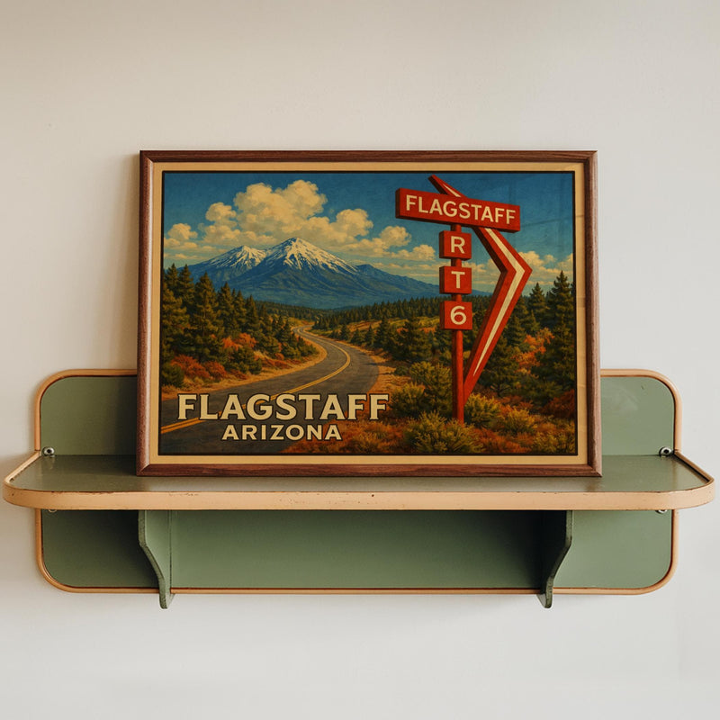 Flagstaff Arizona Route 66 Mountain Travel Poster Wall Art